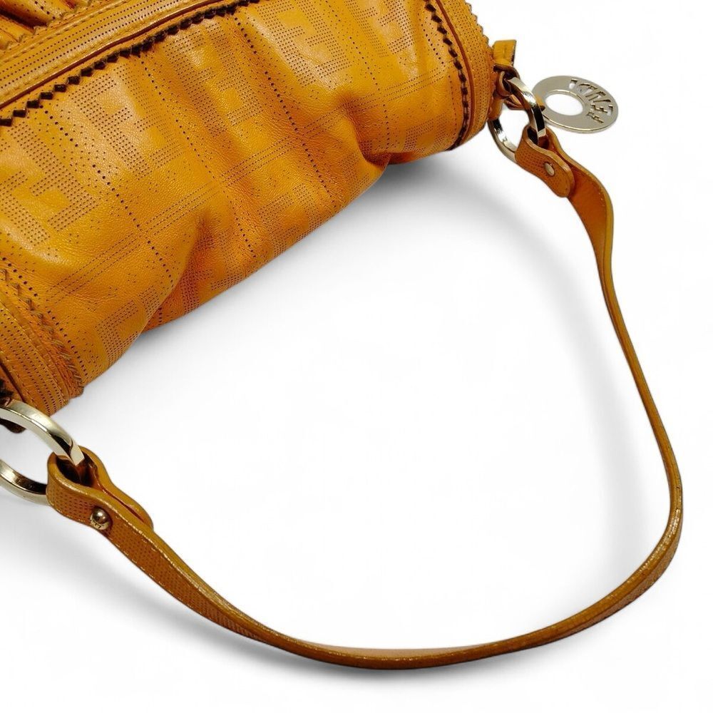 FENDI Chef Small Orange Perforated FF Zucca Calfskin Shoulder Bag - Picture 6 of 16